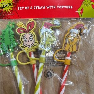 Dr. Seuss Grinch Character Straw Set - Red, Yellow, Green